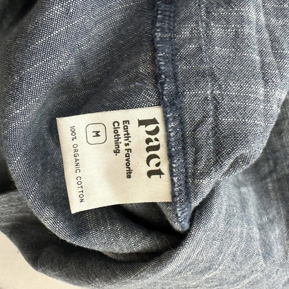 Pact Womens Shift Dress Size M Chambray Blue Short Sleeve Pocket Organic Cotton - Picture 6 of 10
